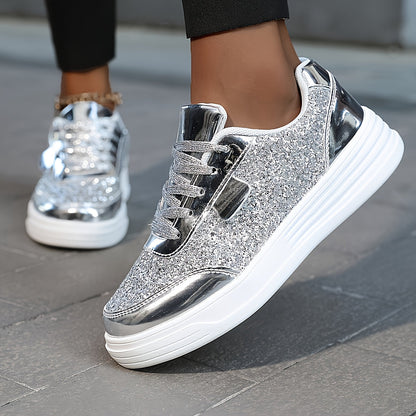 Women's Sneakers with Shiny Glitter for a Trendy and Urban Look