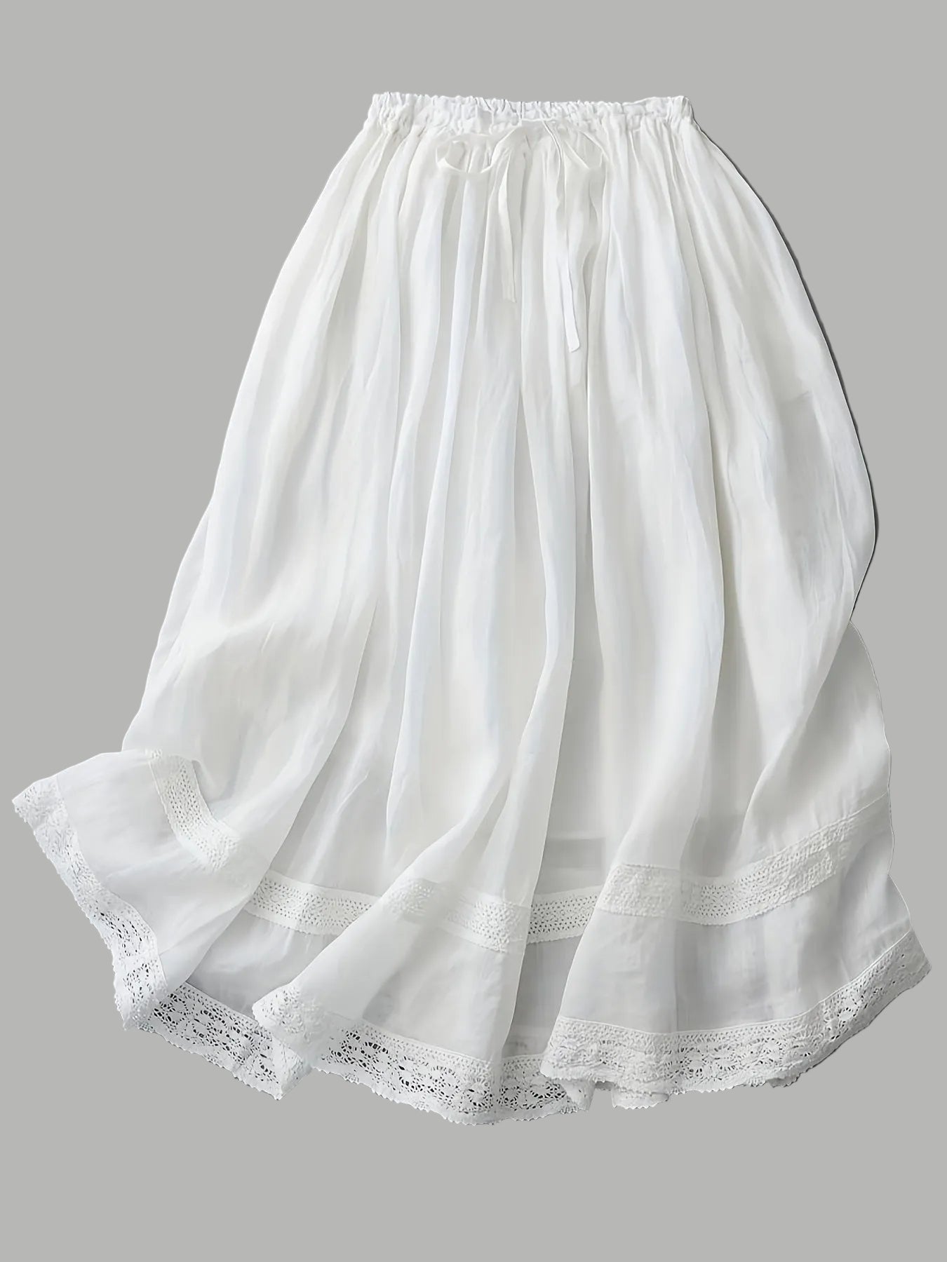 Gonna lunga donna stile bohémien con pizzo, elegante e fluida per l'estate