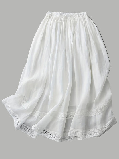 Gonna lunga donna stile bohémien con pizzo, elegante e fluida per l'estate