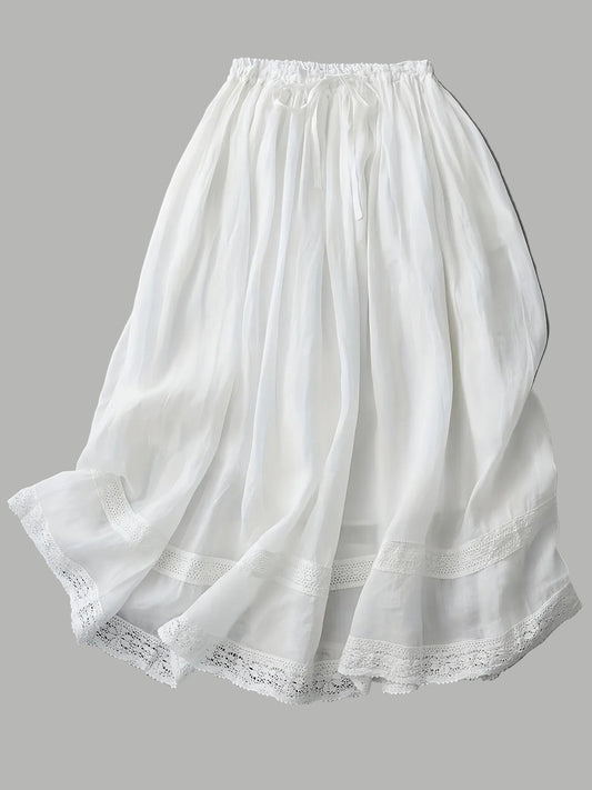 Lange damesrok in bohemien stijl met kant, elegant en soepel voor de zomer