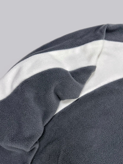 Sweat à Capuche Homme Bicolore Gris Anthracite Blanc Col Roulé Sportif Décontracté
