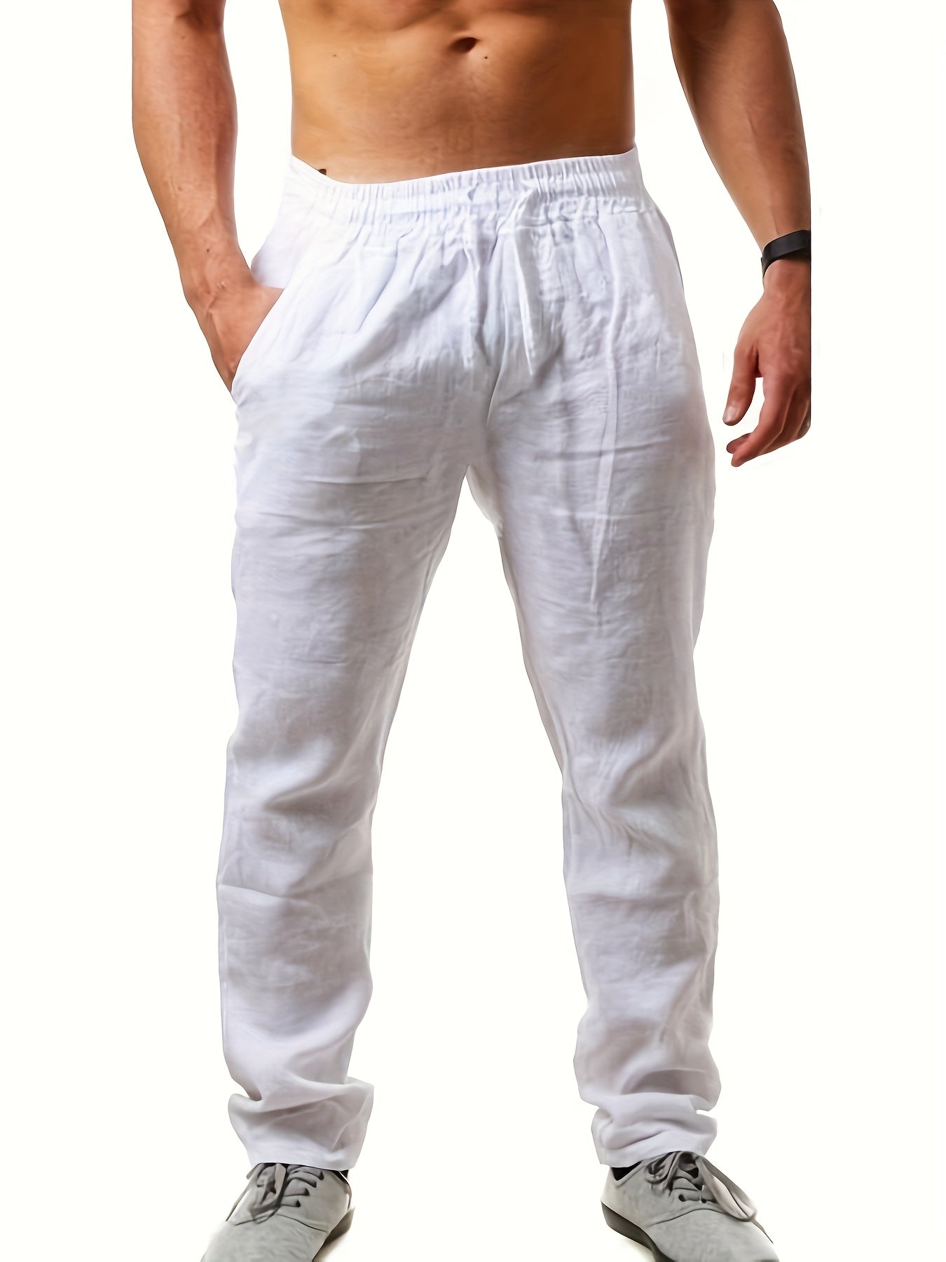 Pantalon décontracté homme style jogging à jambes droites pour l'été