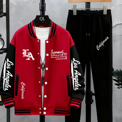 Ensemble Homme Veste Teddy Baseball et Pantalon de Jogging Sport