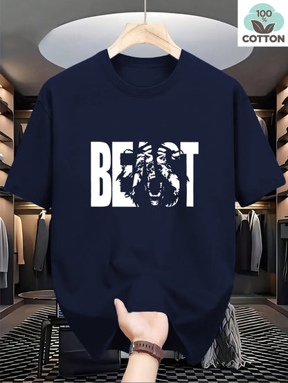 T-shirt grande taille homme style urbain imprimé BEAST – Mode streetwear décontractée