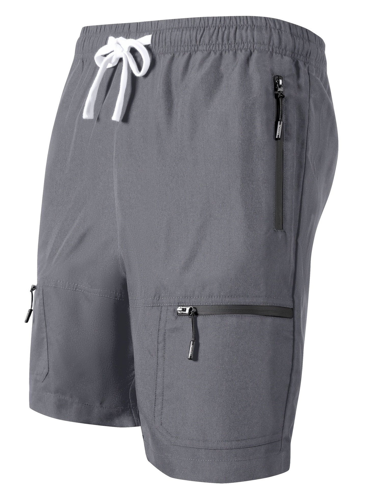 Short de sport homme multi-poches à fermeture éclair, style décontracté pour activités sportives et plein air
