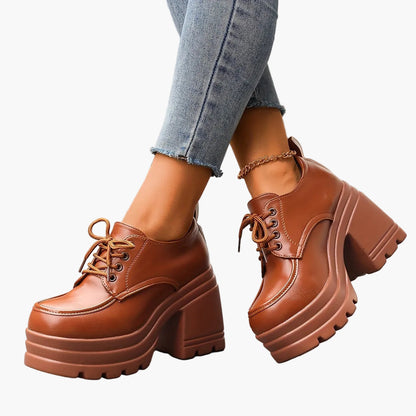 Chaussures à plateforme style Oxford à lacets pour femme – Look rétro tendance, usage quotidien ou soirée