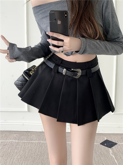 Plissé rok met hoge taille en sexy stijl voor dames, met riem, ideaal voor een moderne look