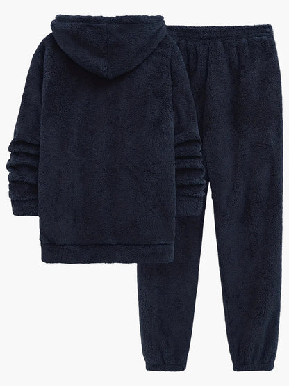 Męski dres casual z kapturem w stylu polarowym na jesień i zimę