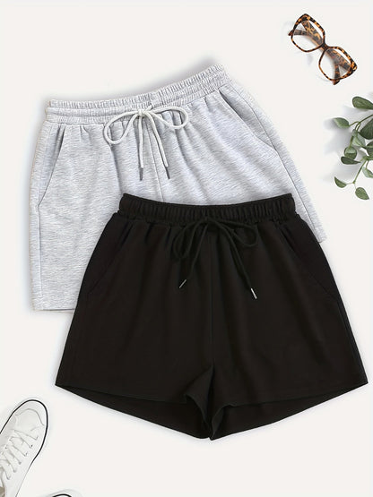 Short de sport décontracté pour femme avec taille élastique et cordon, idéal pour l'été et les loisirs