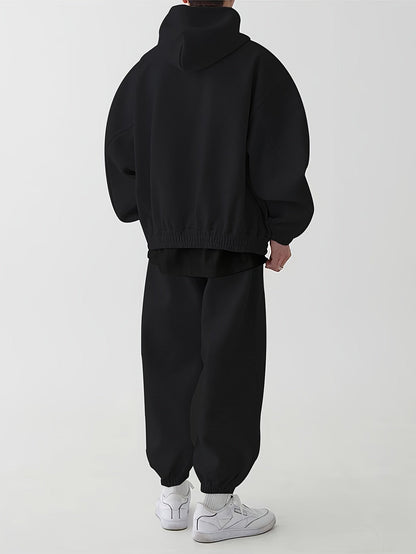 Ensemble survêtement unisexe gris clair à capuche zippé et pantalon décontracté