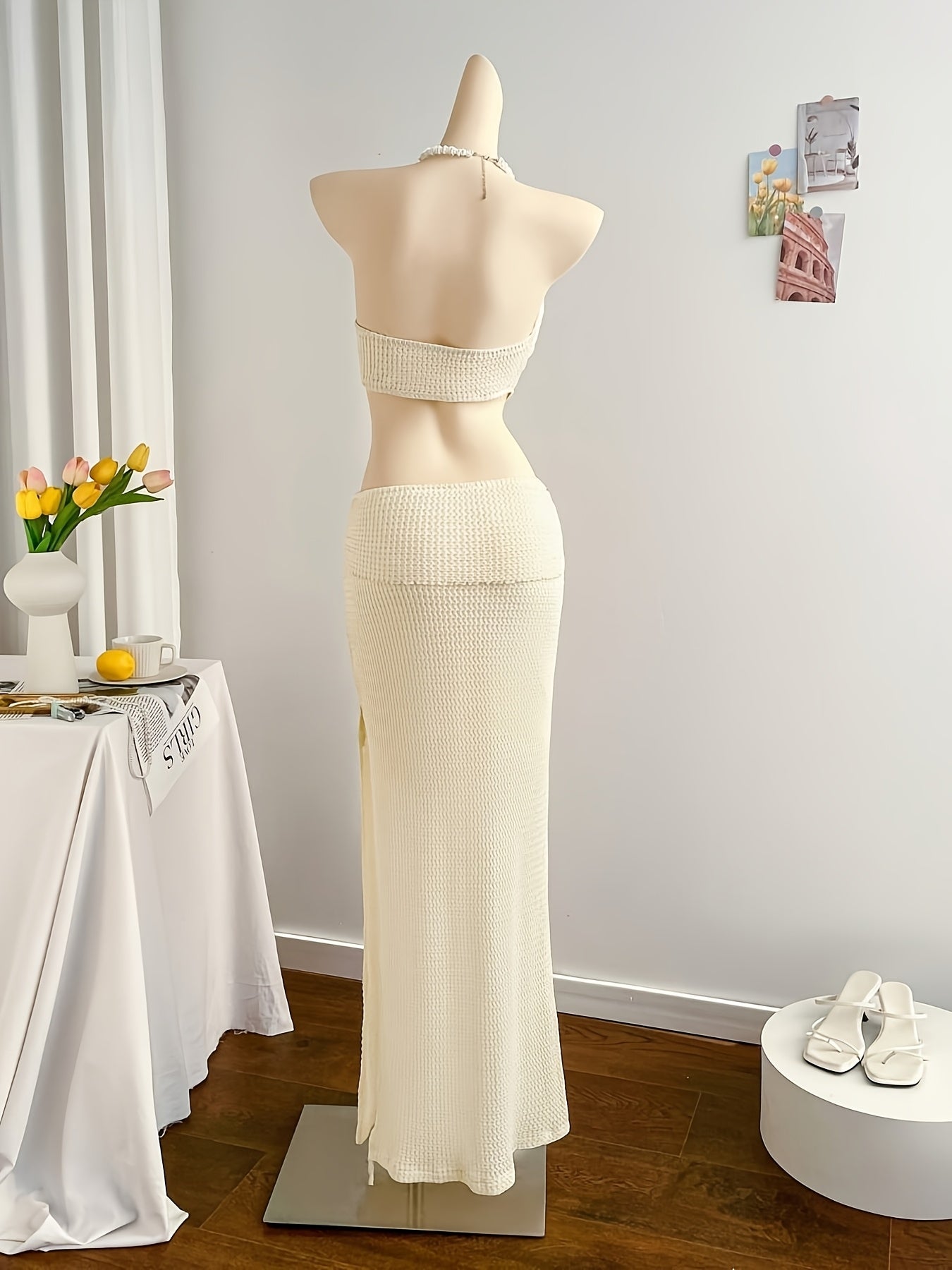 Vestido largo de noche para mujer estilo vacaciones chic con bustier recortado elegante