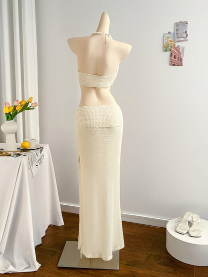 Vestido largo de noche para mujer estilo vacaciones chic con bustier recortado elegante