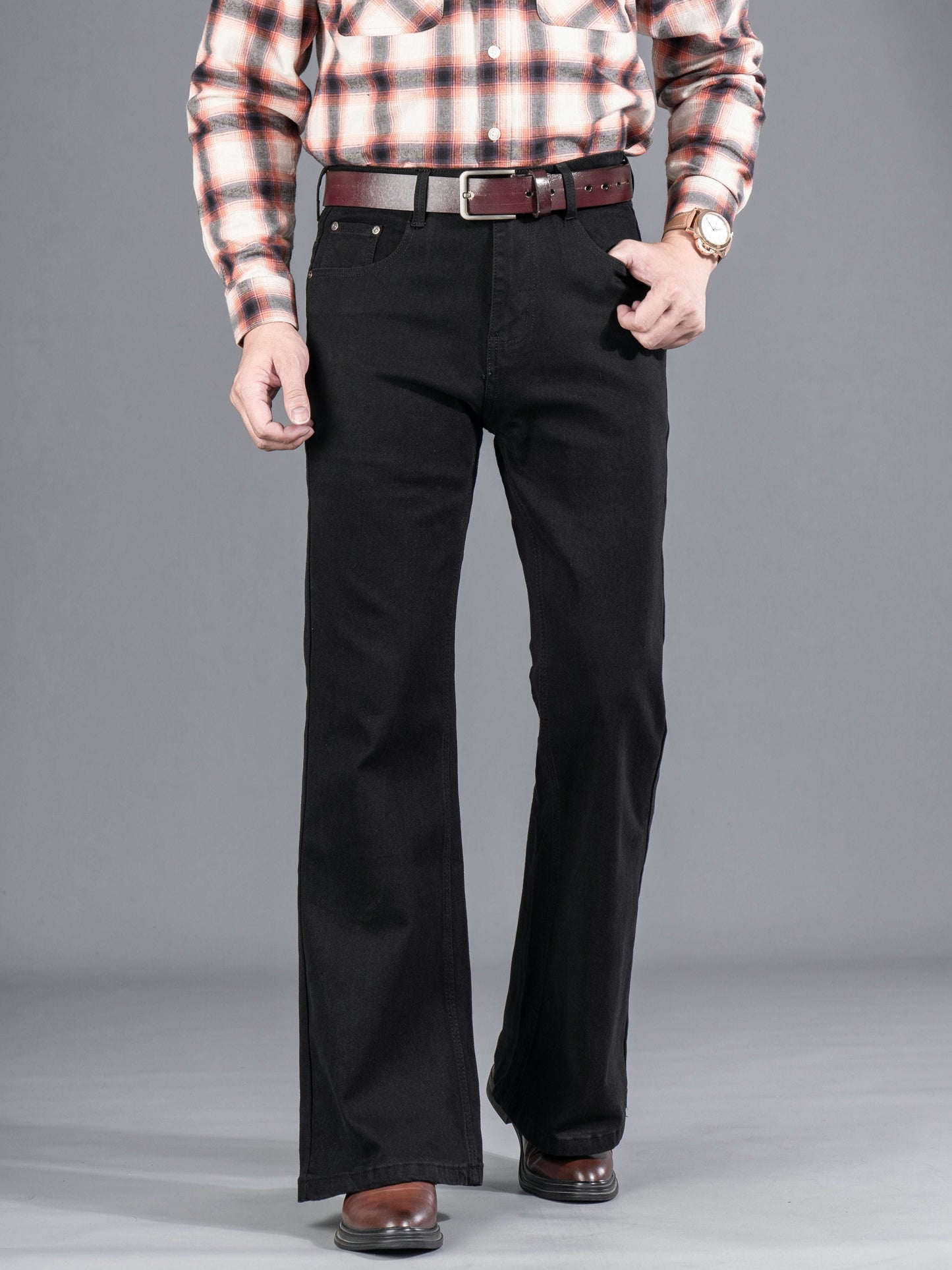 Jean Bootcut Homme Noir Coupe Évasée