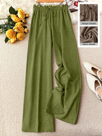 Pantalon large femme style décontracté à taille élastique – Idéal printemps et été
