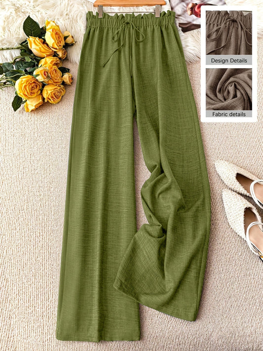 Pantalon large femme style décontracté à taille élastique – Idéal printemps et été