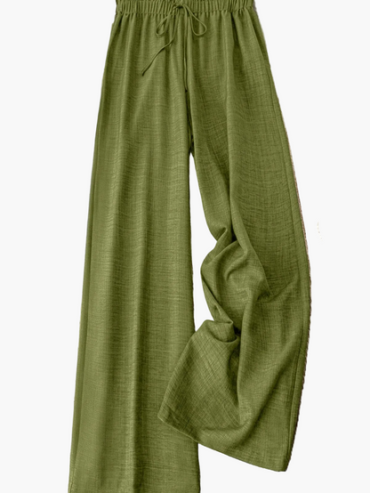 Pantalon large femme style décontracté à taille élastique – Idéal printemps et été