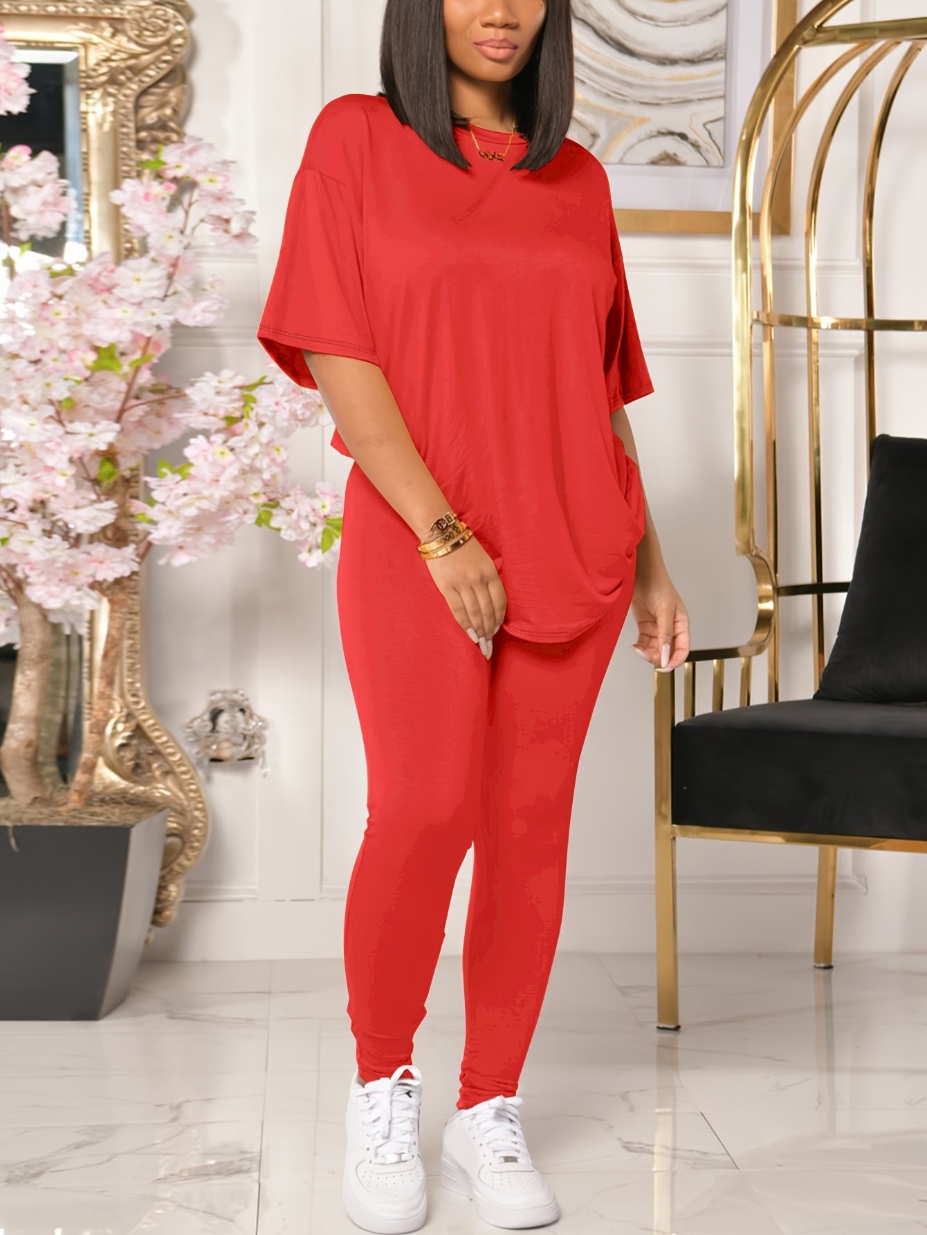 Ensemble Décontracté Femme Haut Ample et Legging Style Urbain pour Tous les Jours