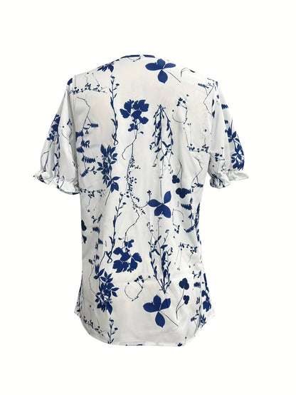 Women's Bohemian Chic Blouse with Floral Print and Lace – Perfect for Spring and Summer