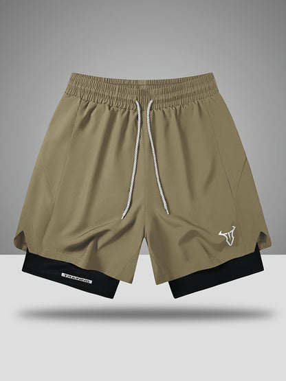 Short de sport homme entraînement double couche style moderne pour fitness et course à pied