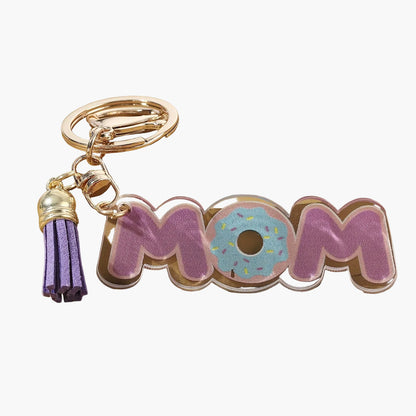 Portachiavi donna stile trendy per la festa della mamma con motivo floreale e cuore