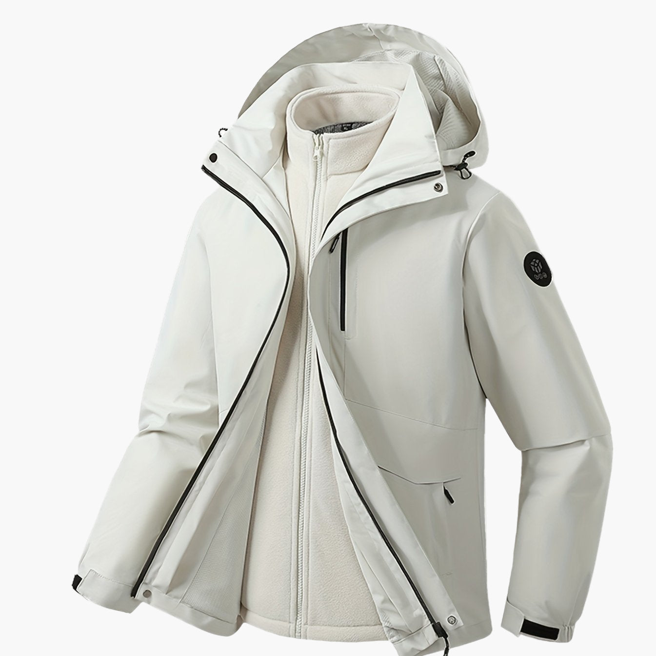 3-i-1 softshelljakke for herre med hette i urban avslappet stil