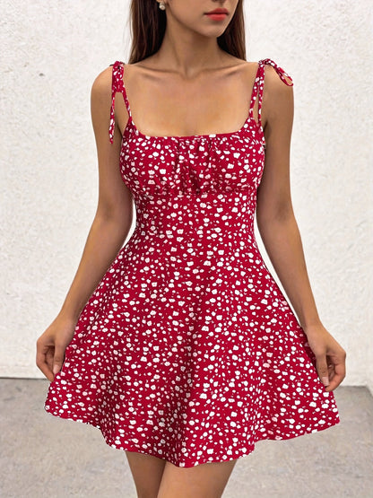 Robe d'été féminine style chic à bretelles et imprimé fleuri - Idéale pour sorties et vacances