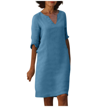 Robe décontractée rétro pour femme, manches mi-longues, style artistique, grande taille, multi-couleurs
