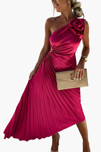 Robe de soirée plissée à une épaule pour femme – Élégance et raffinement pour événements et soirées