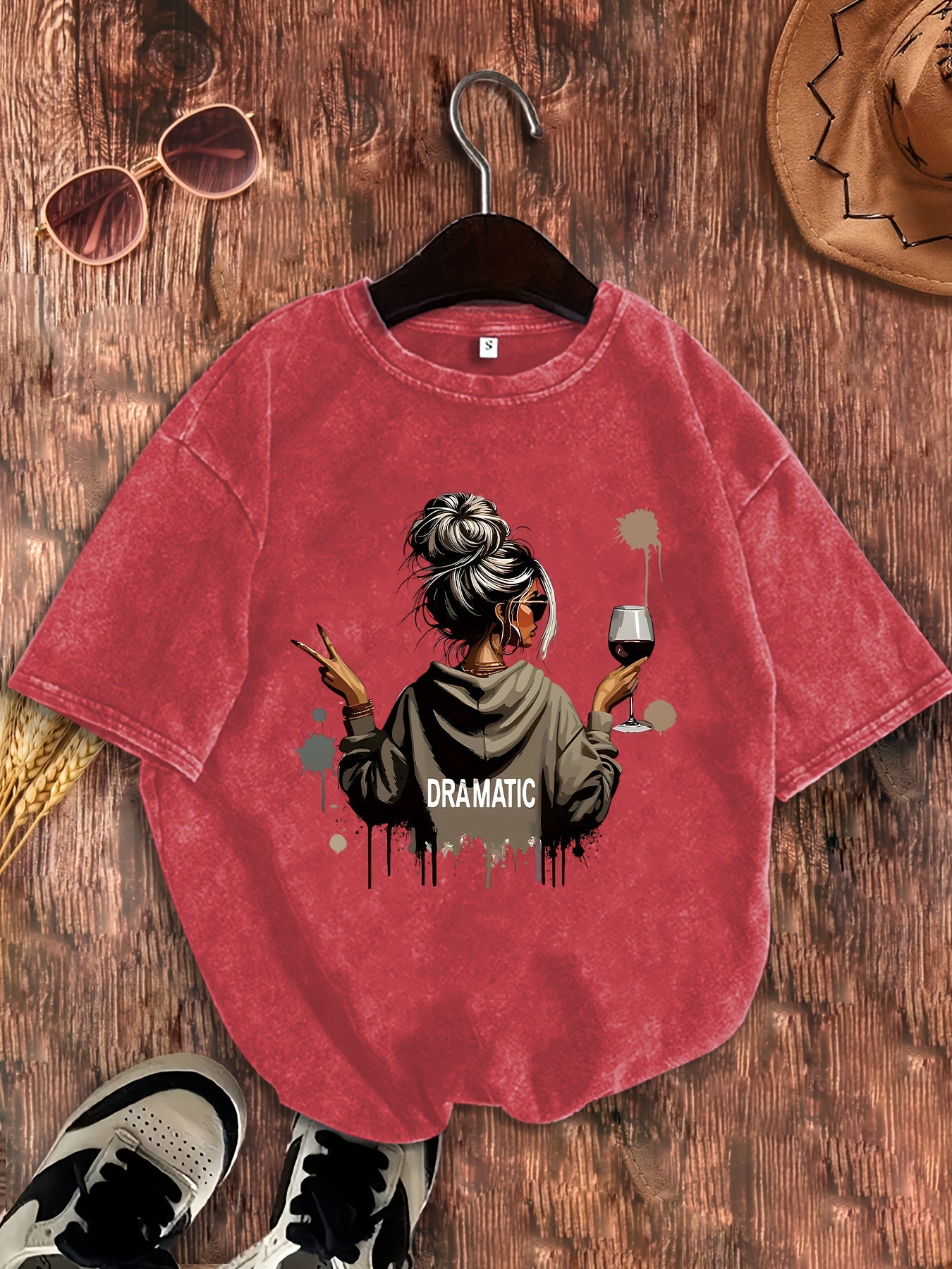 T-shirt Femme Style Décontracté Motif Dramatique avec Illustration Moderne
