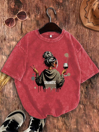 T-shirt Femme Style Décontracté Motif Dramatique avec Illustration Moderne
