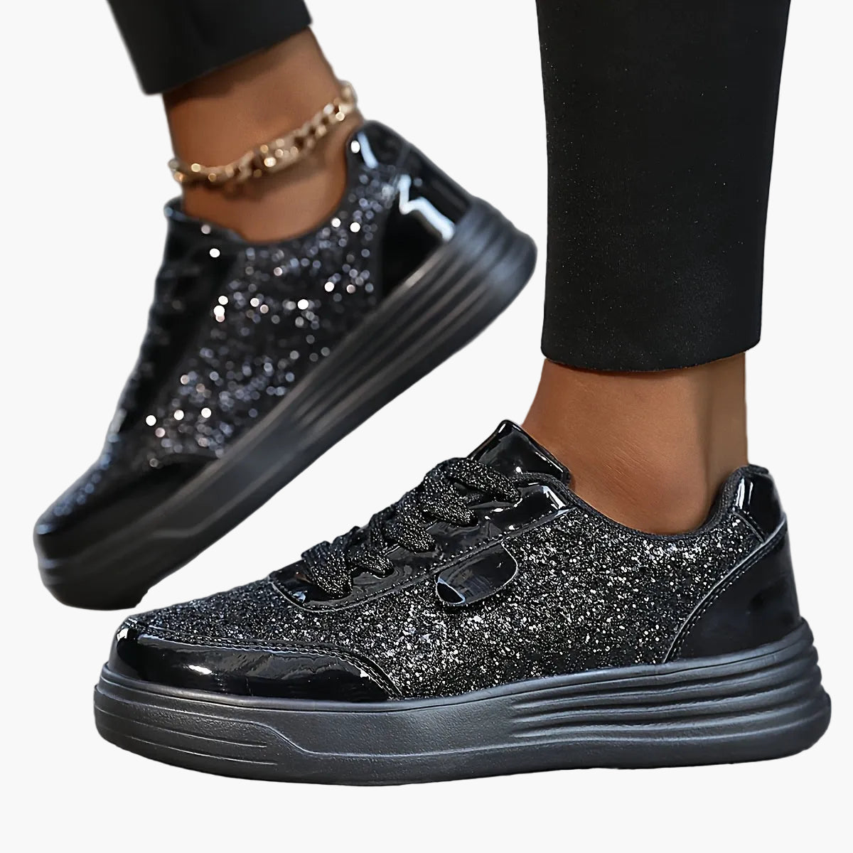 Women's Sneakers with Shiny Glitter for a Trendy and Urban Look