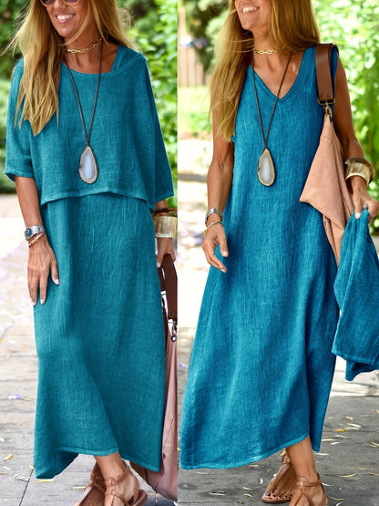 Długa sukienka boho casual dwuczęściowa damska wiosna lato