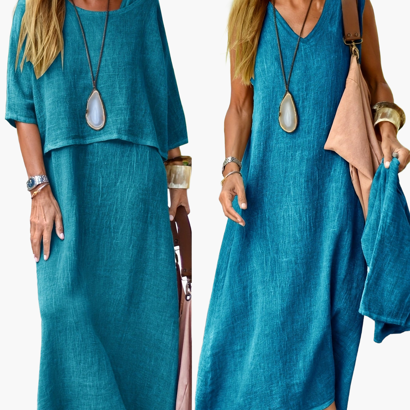 Długa sukienka boho casual dwuczęściowa damska wiosna lato