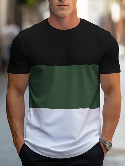 T-shirt Homme Style Décontracté à Bandes Contraste pour Usage Quotidien