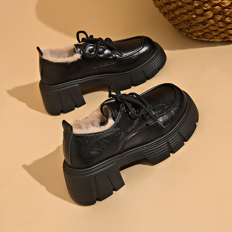 Chaussures Richelieu Plateforme Femme Fourrées Lacets Chunky