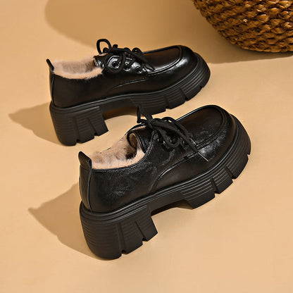 Chaussures Richelieu Plateforme Femme Fourrées Lacets Chunky