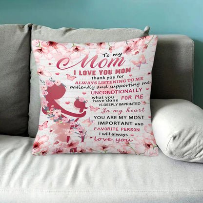 Decorative Quote Pillow for Mom – Sentimental Mother's Day Gift, Contemporary Style, for Bedroom or Living Room, Woman