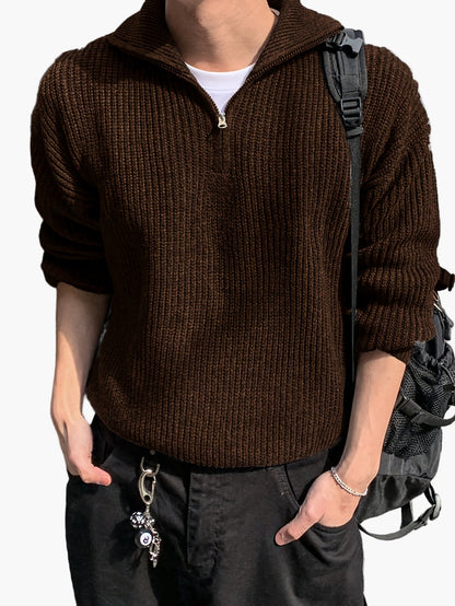 Men's casual style high collar zip-up sweater - Ideal for spring and autumn