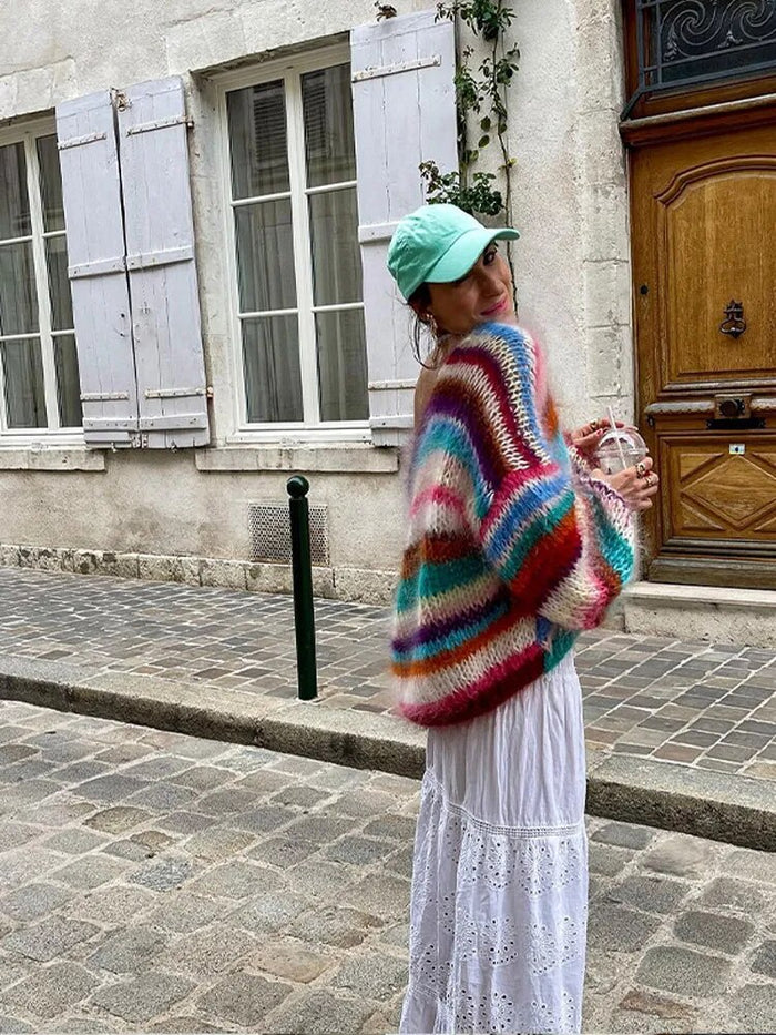 Casual Patchwork Knit Cardigan for Women