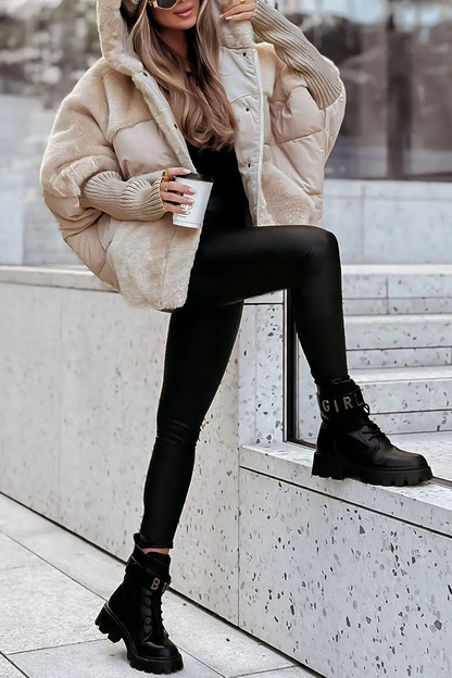 Damen-Winterjacke im urban-chicen Steppstil mit Kapuze, ideal für kalte Tage