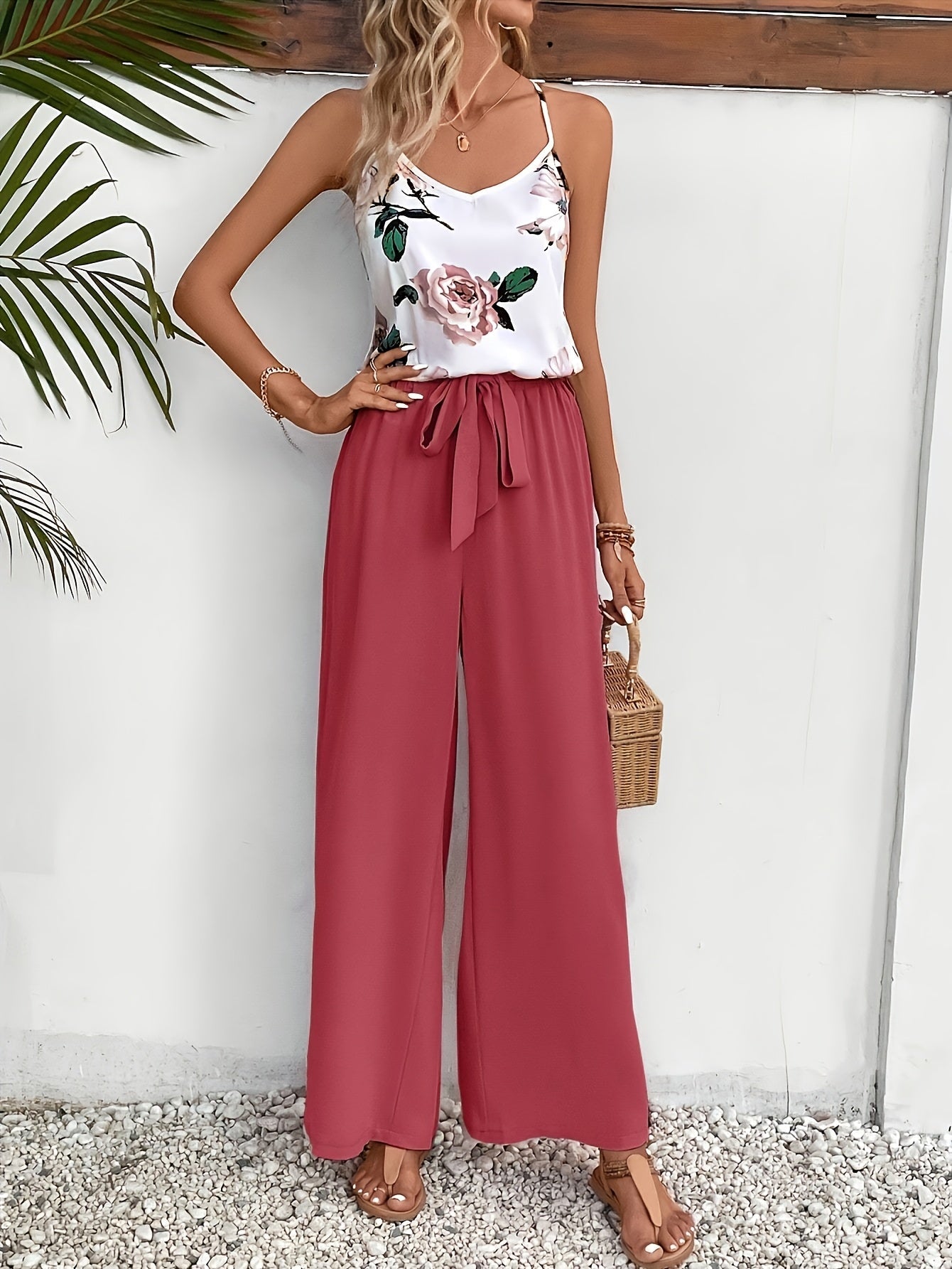 Combinaison élégante femme à imprimé floral style décontracté été