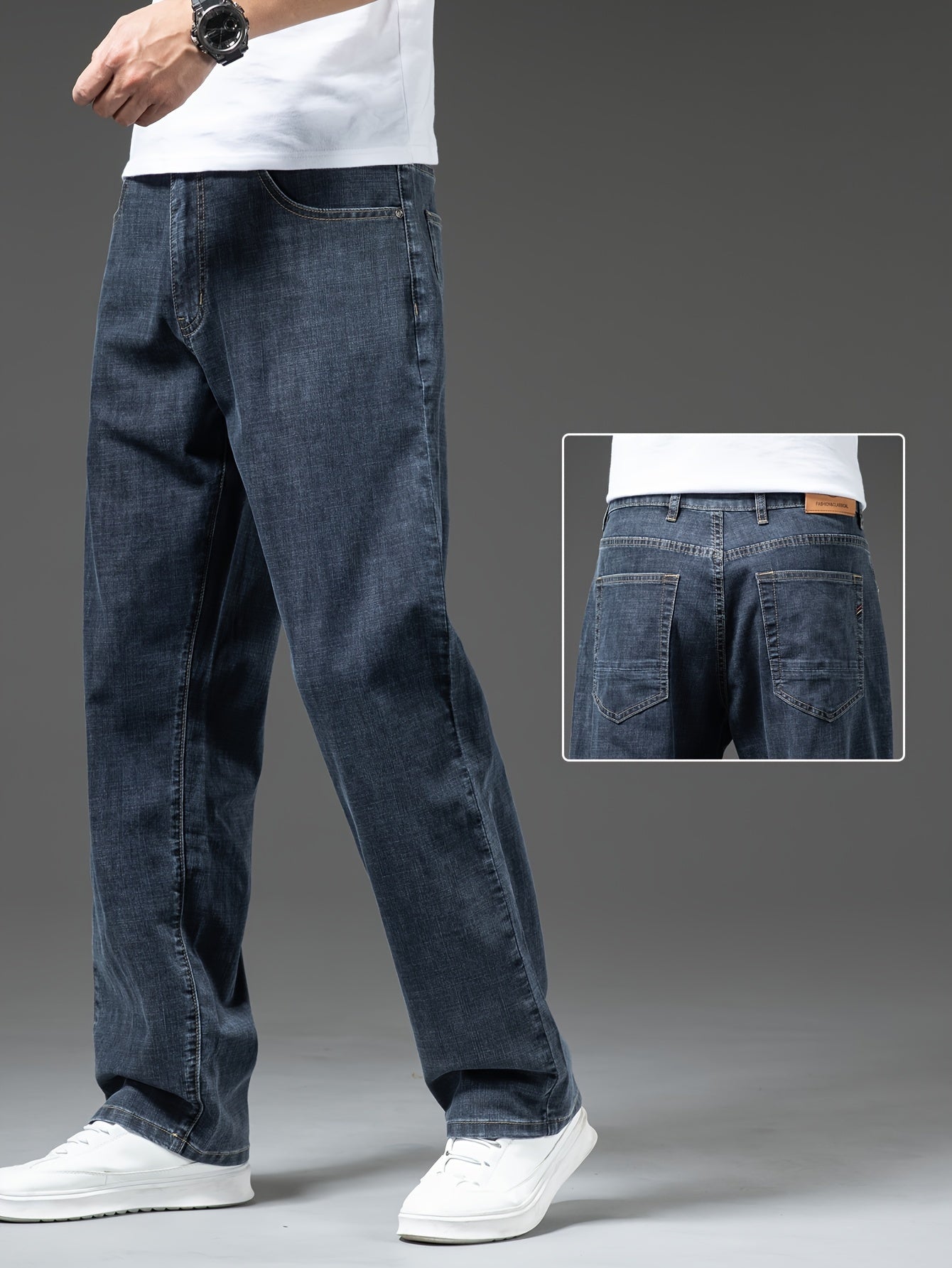 Jean décontracté homme coupe droite style classique pour usage quotidien