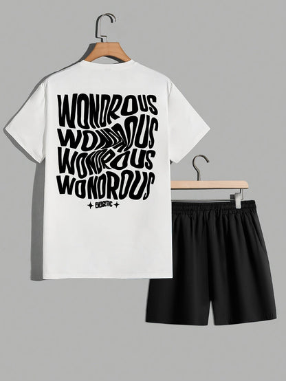 Ensemble streetwear homme t-shirt graphique et short style décontracté tendance