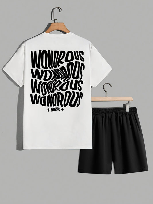 Ensemble streetwear homme t-shirt graphique et short style décontracté tendance