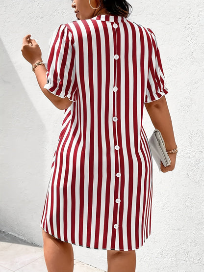 Afslappet stribet kjole-skjorte til kvinder, elegant stil til alle lejligheder