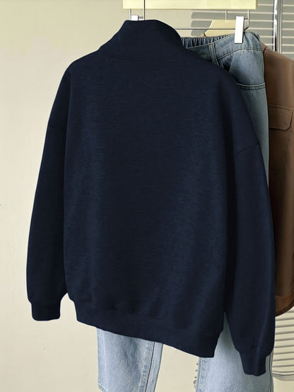 Sweat-shirt col zippé brodé Brooklyn à manches longues pour femme