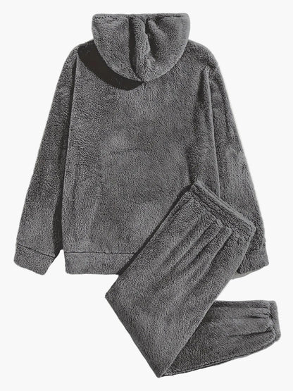 Męski dres casual z kapturem w stylu polarowym na jesień i zimę