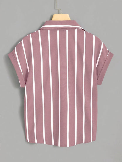 Chemise nouée à rayures style élégant pour femme - idéale pour l'été