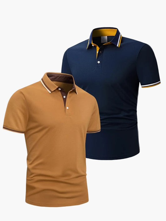 Polo décontracté homme à col contrastant, style élégant pour activités quotidiennes et loisirs