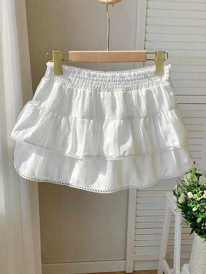 Bohemian-style ruffled mini skirt for women - Elegant and summery